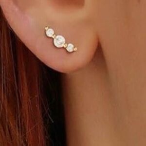 14k Gold Plated Climber Stud Earrings